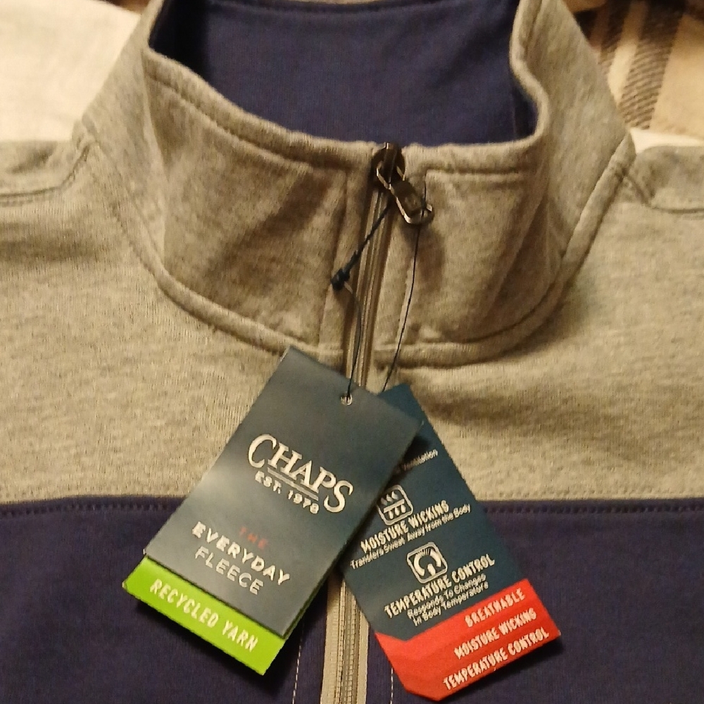 Chaps Blue and Gray Fleece Jacket